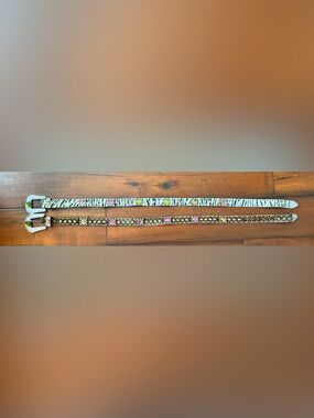 Nocona Zebra & Leopard Crystal-Embellished Belts with Yellow and Pink Stones